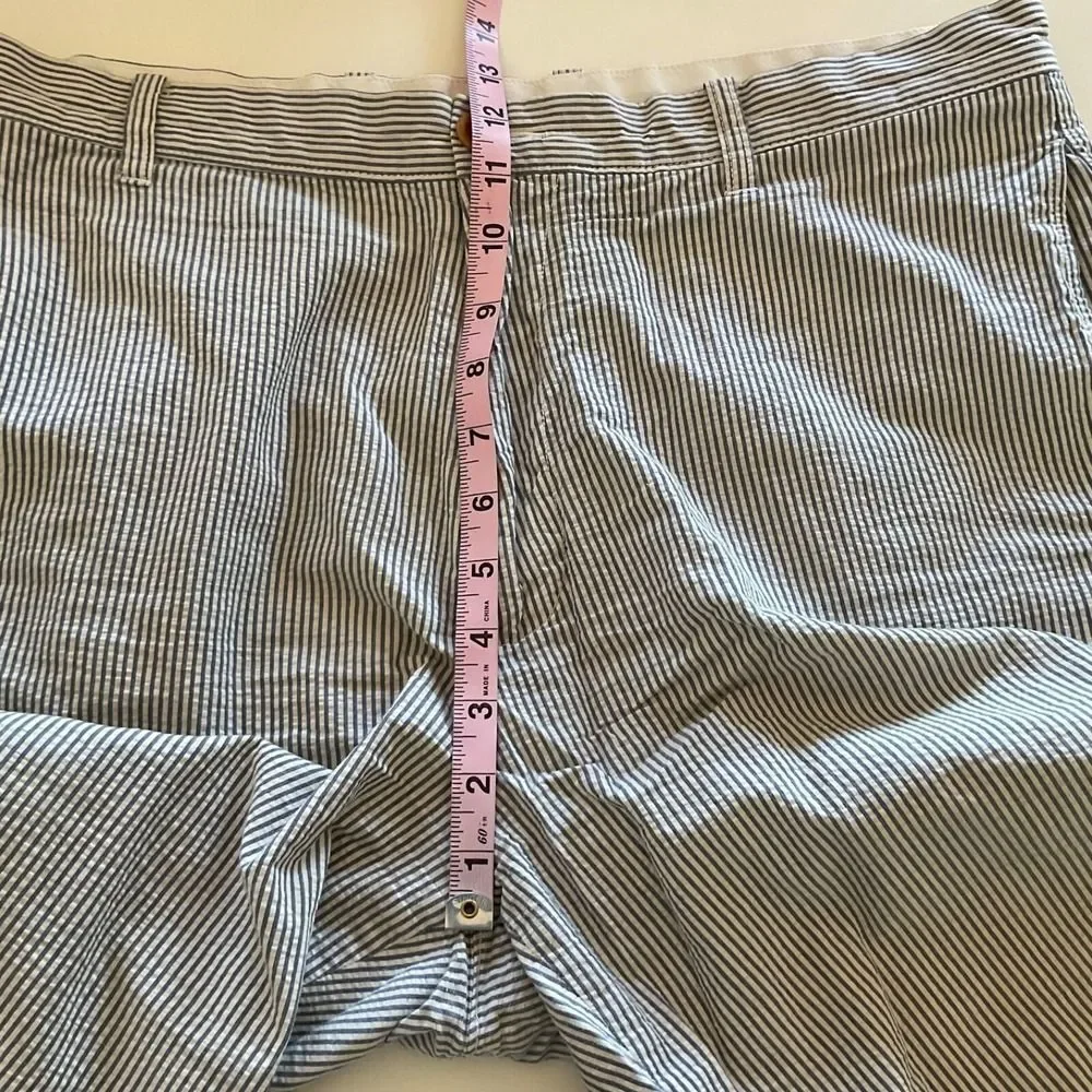 J Crew Seersucker Navy Blue White Striped Chino Preppy Shorts Mens Sz 36 Y2K